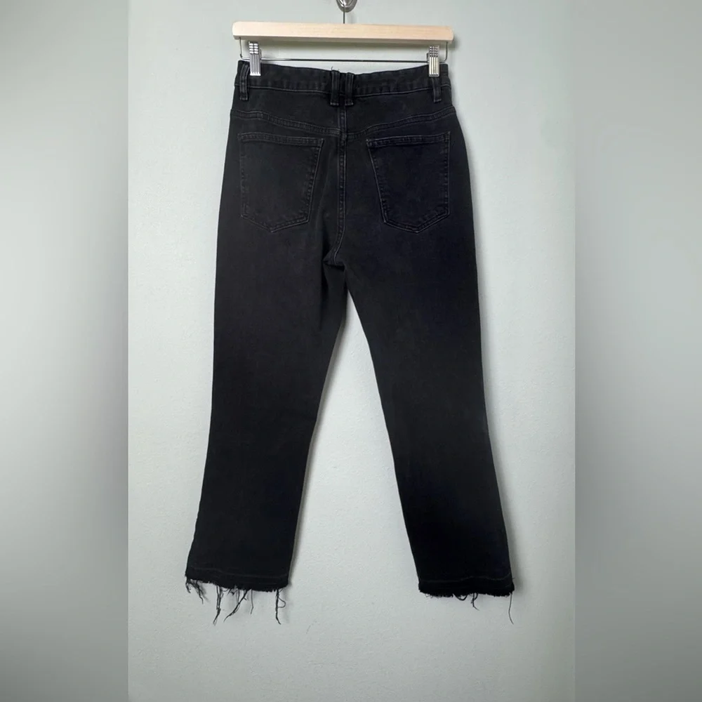 Free‎ People Jeans Dylan High Rise Bootcut Raw Hem Exposed Button Fly Size 28